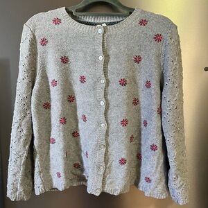 White stuff 🇬🇧 Cotton Blend Gray Pink Cardigan Sweater Cottagecore Feminine 10